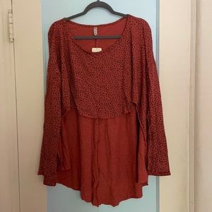 FREE PEOPLE INTIMATELY NWT Small Orange Leopard Two-piece Sleep Set.